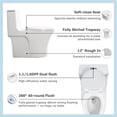 thumbnail image 4 of Dual-Flush One Piece Toilet,1.1/1.60 GPF Water-Saving Elongated Comfort Height Floor Mounted Toilet,Soft Closing Seat,Gloss White, 4 of 7