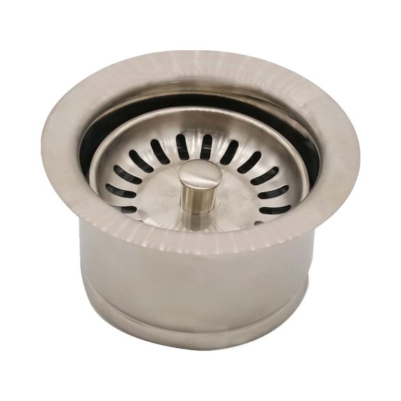 Westbrass Extra-Deep Collar Waste Disposal Flange & Strainer Stopper, Satin Nickel