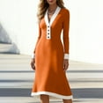 thumbnail image 4 of Women's Long Sleeve Bodycon Dress Spring Fall Ruched Mesh Wedding Guest Cocktail Party Maxi Dresses Orange L, 4 of 7