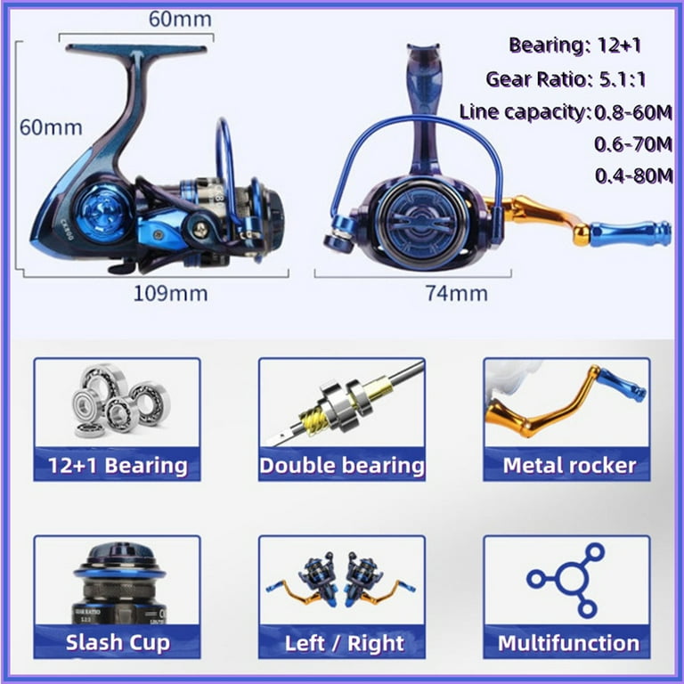 Ck800 Mini Spinning Fishing Reel 12+1bb 5.1:1 High-speed