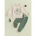 thumbnail image 3 of Baby Boy 2 Piece Outfits Christmas Letter Print Long Sleeve Sweatshirt and Elastic Pants 6 12 18 24M 3T Toddler Fall Clothes, 3 of 9