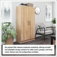 thumbnail image 5 of Prepac Elite Tall Garage Storage Cabinet & Pantry Storage Cabinet, 2-Door Freestanding Garage Cabinet with Adjustable Shelves, 16" D x 32" W x 65" H, Oak OES-3264, 5 of 10