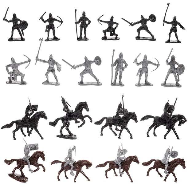 juego de minifiguras de soldados de mesa de arena, pequeñas figuras de caballeros, micropaisajismo, decoraciones de caballos