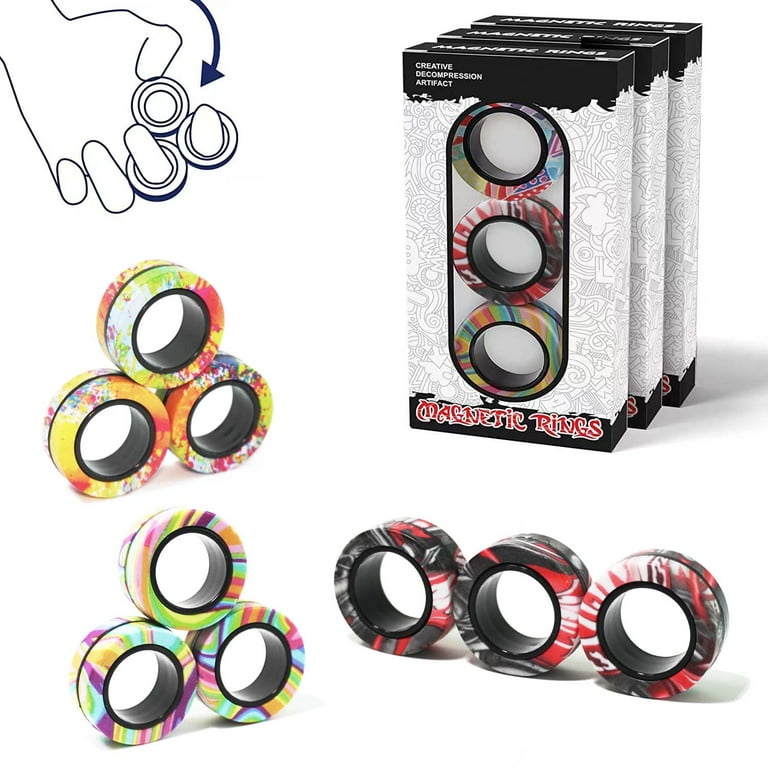 6Pcs Magnetic Rings Fidget Toys for Teens, Adults&Kids|Fidget Pack Under 10  Dollars|ADHD Fidget Toy Pack for Anxiety Relief,Coolest Gifts for Teen