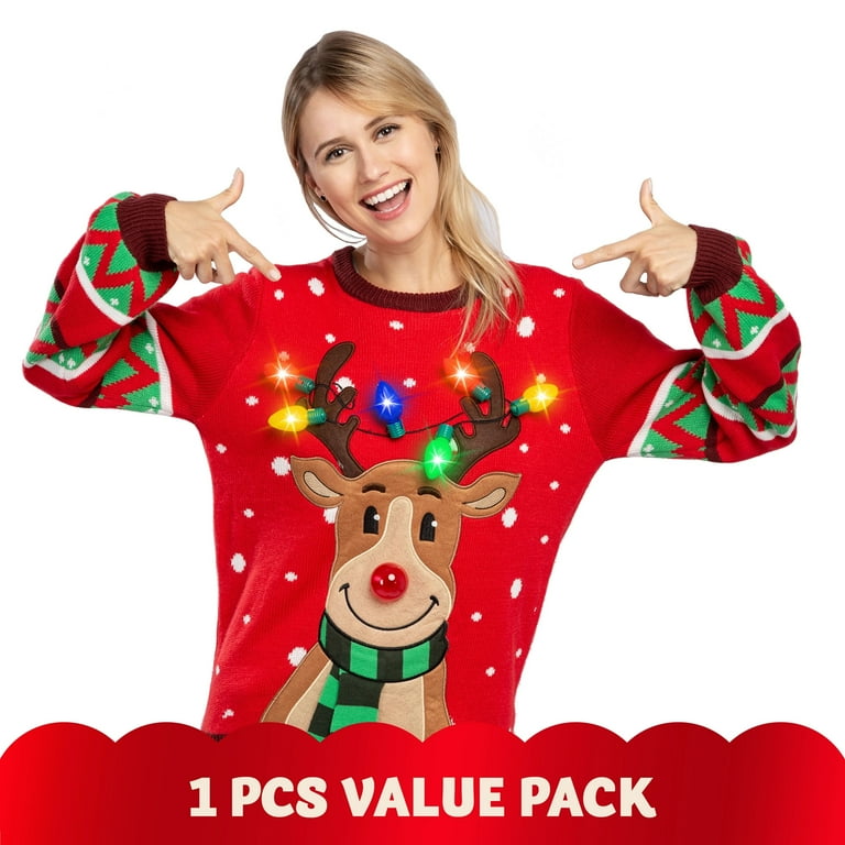Joyfy Light Up Ugly Christmas Sweaters for Women,Funny LED