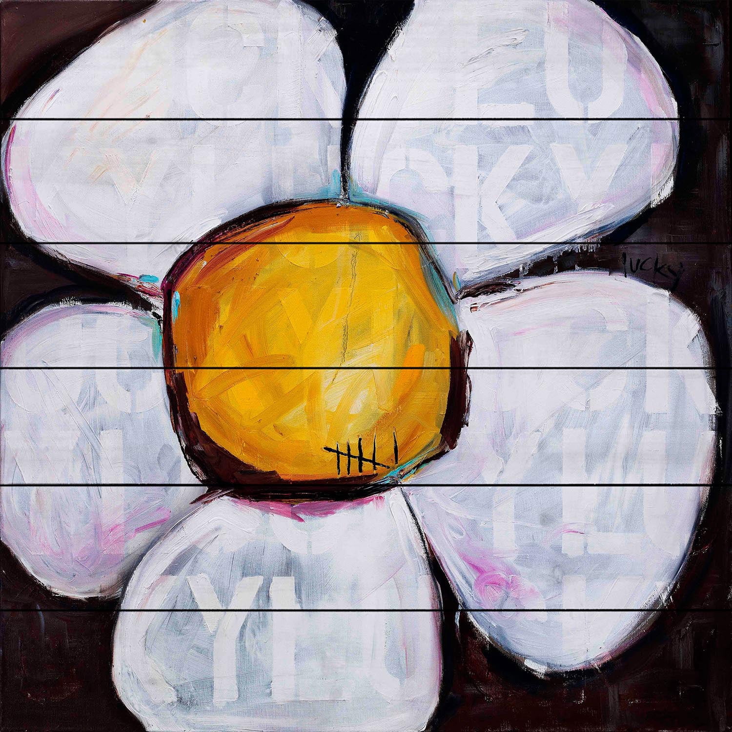 Marmont Hill "Lucky Daisy" by Tori Campisi Painting Print on White Wood