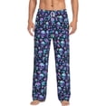 thumbnail image 2 of Lsque Skull purple flower Print Men's Pajama Pants, Lounge Pant - Comfortable Home Wear,Elastic Waistband, Stylish Design-XX-Large, 2 of 9