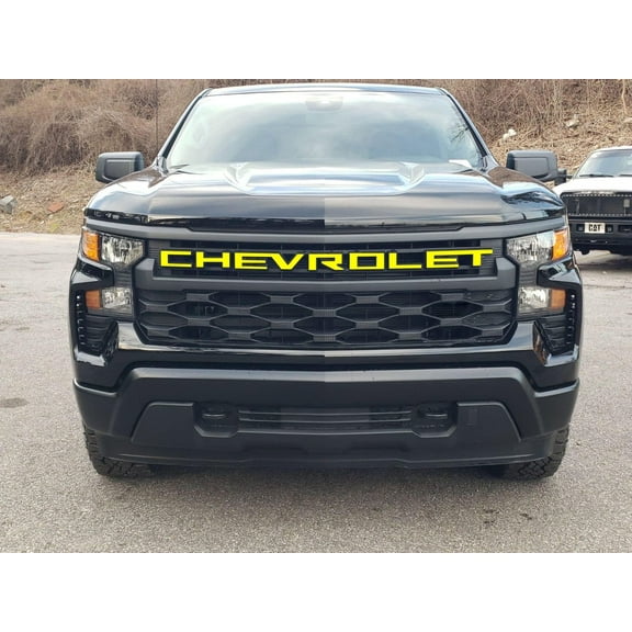 Red Custom Grill Letters Inserts compatible with 2022-2024 Silverado Custom 1/16" ABS Plastic Yellow
