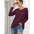 thumbnail image 4 of AXSAY Womens portability Casual Blouse Loose Long Sleeve Twist Knot T Shirts Round neck Knit Tops (L, Wine Red), 4 of 7