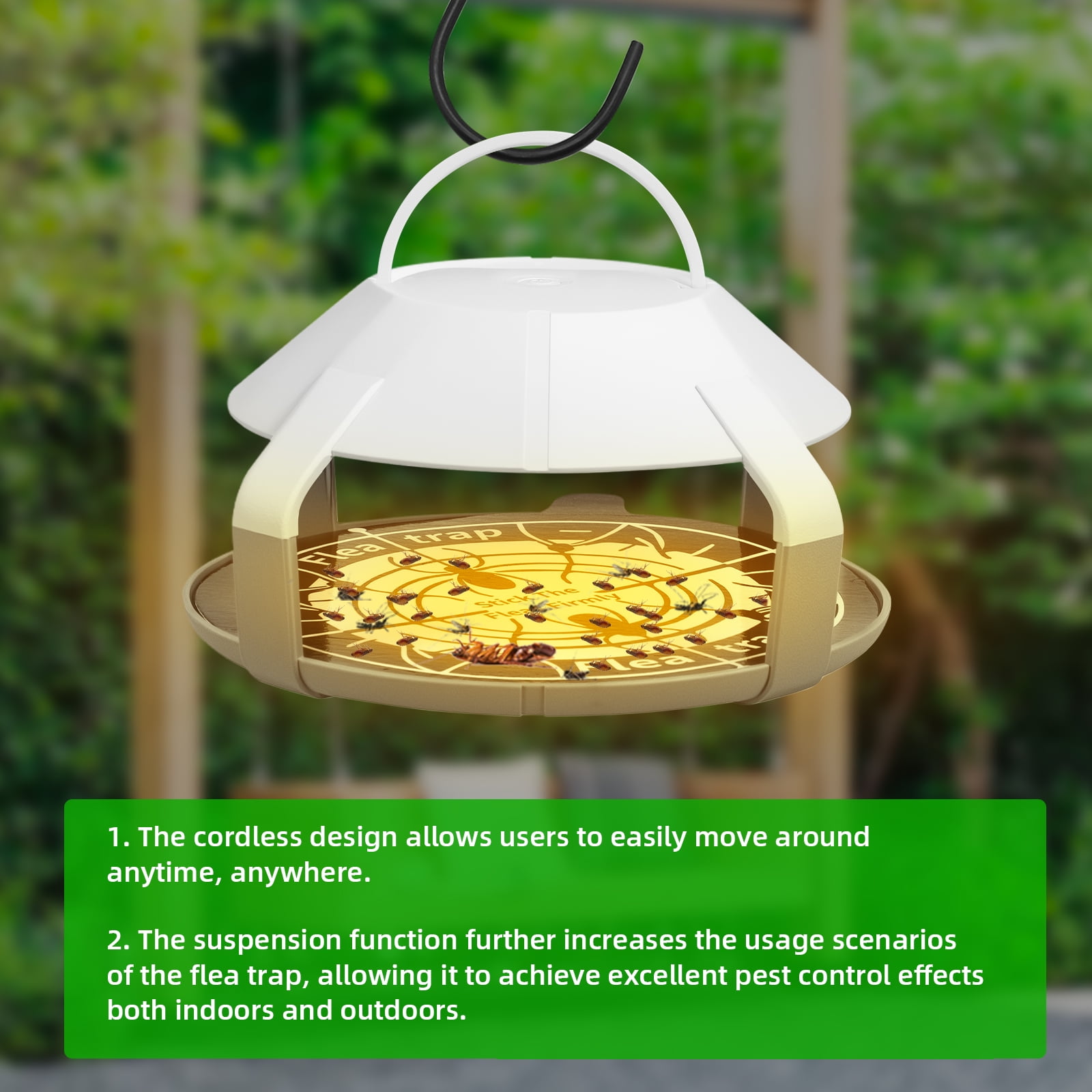 Indoor Flea Trap 2 Packs with 4 Sticky Refill Discs, Upgrade Electric Flea Traps for Inside Your Home