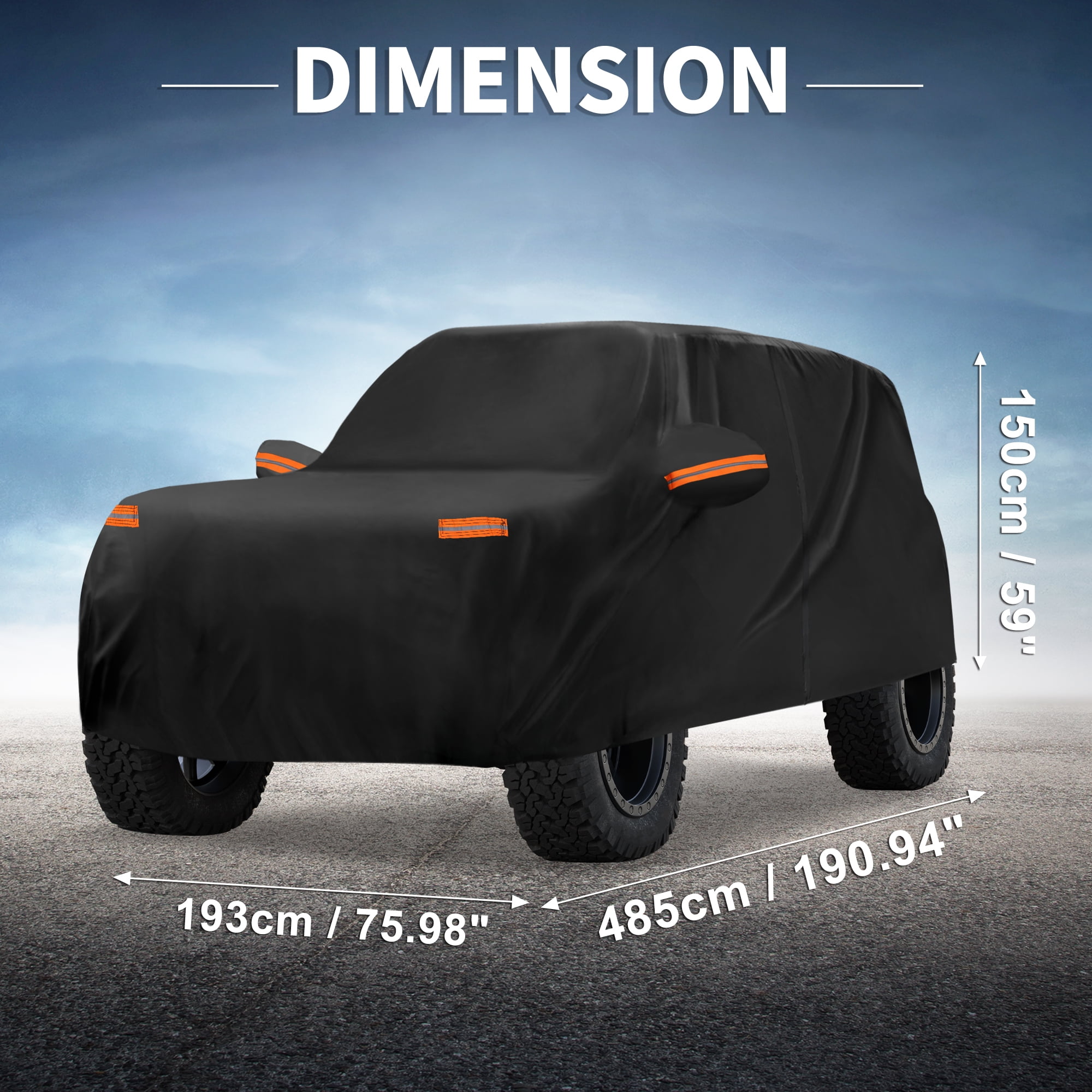 Unique Bargains Car Cover 210D-PU Oxford Outdoor Full Car Cover Waterproof Windproof Black for Ford Bronco