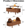 thumbnail image 3 of Fluted Oval Lift Top Coffee Table with Storage, 47" Wood Mid Century Modern Flip Top Coffee Table for Living Room, Walnut, 3 of 18