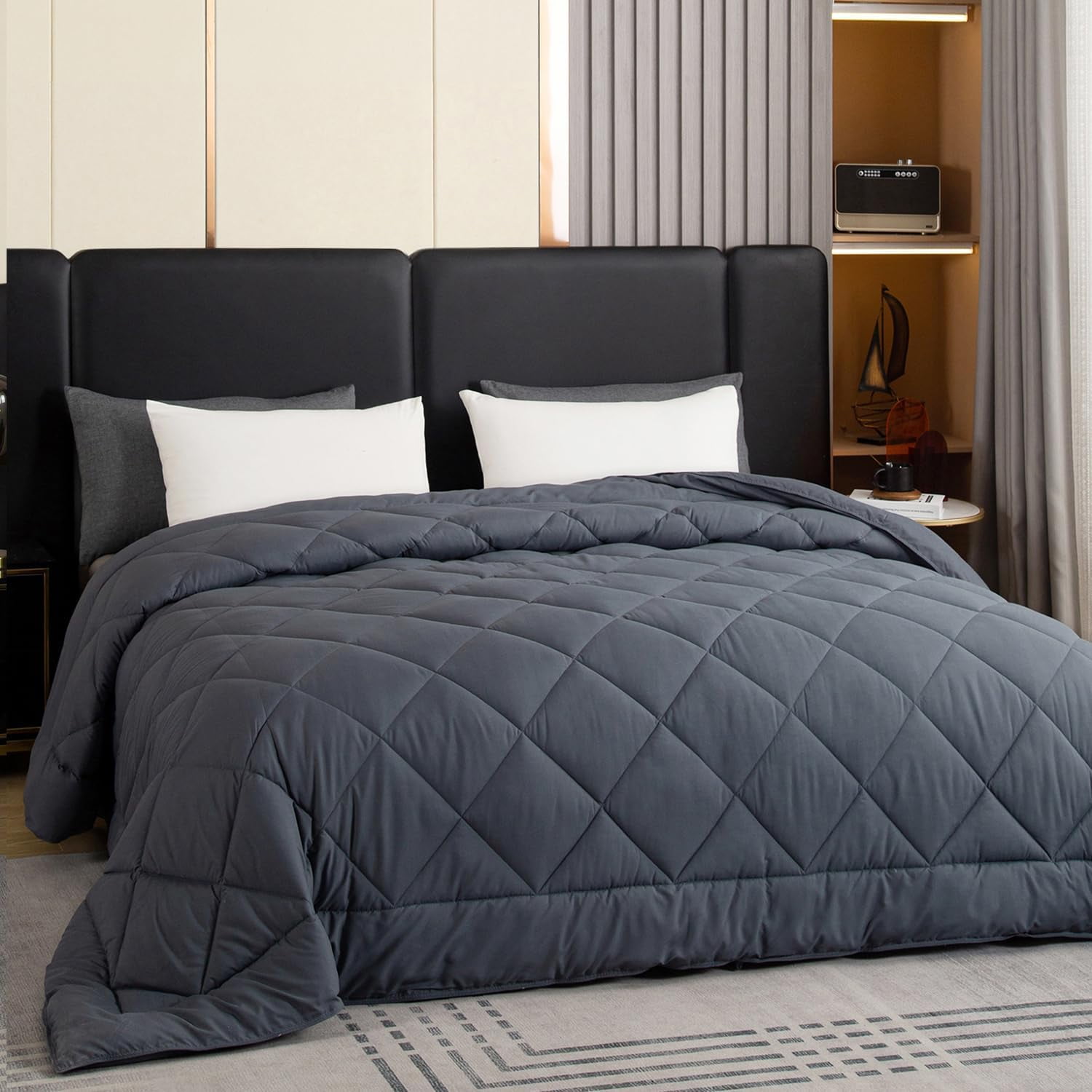 128x120 Oversized King Comforter, All Season Extra Large King Size Microfiber Comforter Quilted Down Alternative Duvet Insert with 8 Corner Tabs