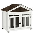 thumbnail image 2 of PawHut 40"L Dog House Outdoor Indoor, Wooden Dog Kennel for Small, Medium, Large Dogs, with Air Vents & Elevated Removable Floor, Magnetic Doors, 2 of 9