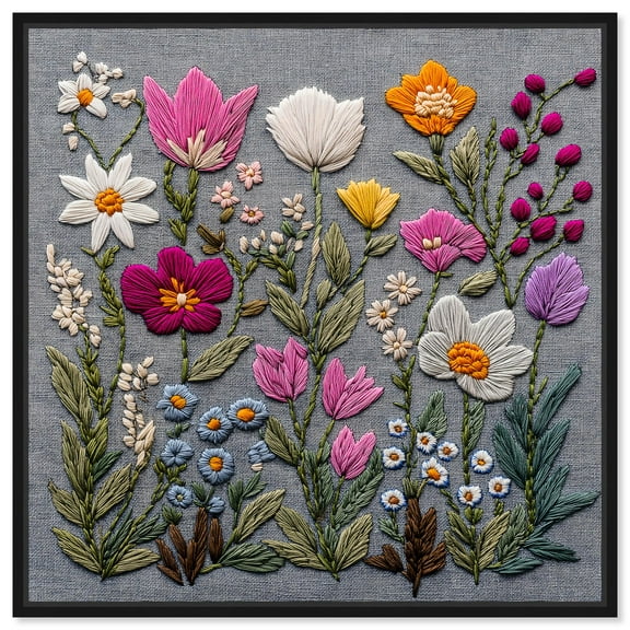 Fabric Flora Canvas Floral Prints by Art Remedy, Black Frame, 12 x 12