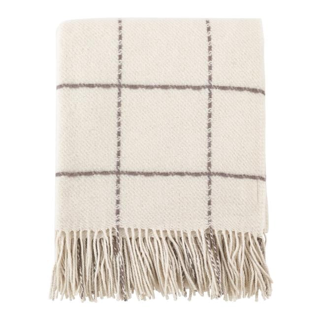 Windowpane Tasseled Wool Blend Throw Blanket Ivory Walmart