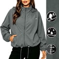 thumbnail image 2 of Lnmiateer Women Lightweight Waterproof Hooded Rain Jacket Zip Up Windbreaker With Pockets Packable Coat For Hiking Travel Outdoor Sports, 2 of 9
