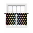 thumbnail image 7 of Colorful Polka Dot Sheer Curtains 54 Inch Length 2 Panels Set, Cartoon Watercolor Geometric Black Voile Window Treatment Rod Pocket Short Kitchen Curtains Drapes for Bedroom 52"x54"x2, 7 of 7