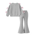 thumbnail image 5 of CYRBOKO Girls Long Sleeve Top and Flared Pants Sets, Stretchy Casual 2-Piece Pullover Kids Outfit Set Gray Size 10-12 T, 5 of 8