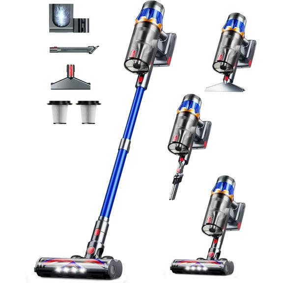 Upgraded 580W 48KPA 70Mins Cordless Stick Vacuum Cleaner with Self-Standing and Smart Screen, Anti-tangle Wireless Vacumm, Vacuum Cleaners for Home/Pet Hair/Carpets/Floors