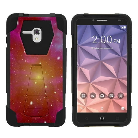 Alcatel One Touch Fierce Parts Alcatel One Touch Fierce XL 5054N Shock Fusion Heavy Duty Dual Layer Kickstand Case - Red with Specs ()
