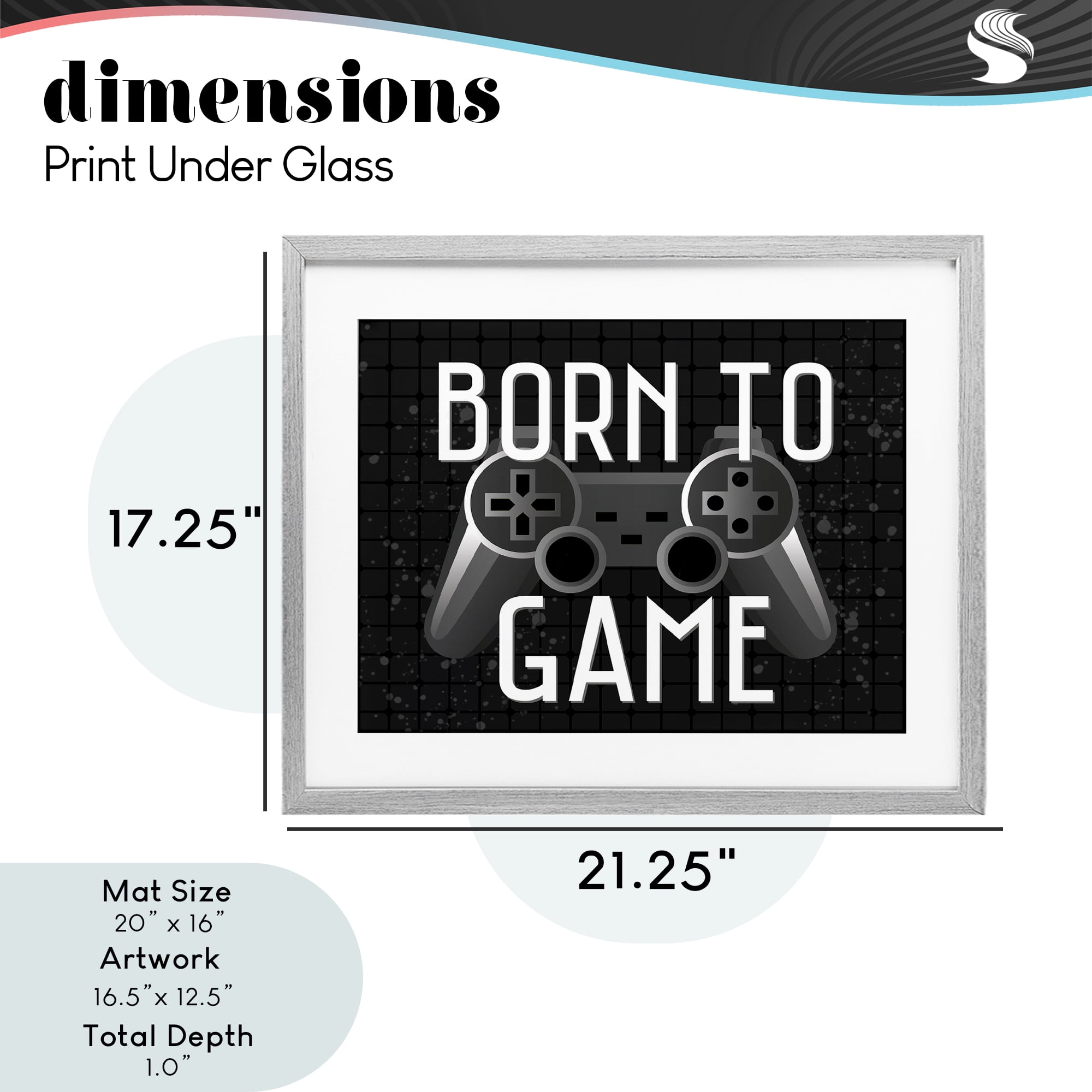 Stupell Industries Born To Game Retro Gray Framed Print Under Glass, design by Kim Allen