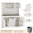 thumbnail image 6 of Farmhouse Kitchen Pantry Cabinet with Trash Can Storage, 47" Extra Wide Kitchen Hutch with Power Outlet, Tall Coffee Bar Station with 3 Drawers & Spice Racks, 6 of 10