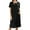 BLACK, variant on Womens & Plus Round Neck Short Sleeve Knee Length A-Line Swing Trapeze Dress