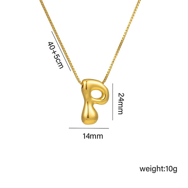 Collar Colgante Inicial, Dije Alfabético, Joyería en Aleación con Baño Electrolítico con Letra para Mujeres, Niñas
