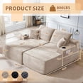 thumbnail image 4 of FFH 69"W Double Chaise Lounge Indoor Furniture, Convertible Sleeper Sofa Chair Plush Boneless Cloud Couch with Cup Holders and Side Pockets, Beige, 4 of 8