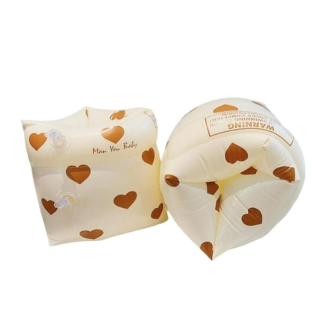 Almencla Swimming Arm Rings Tube Armlets Float Sleeves Pool Inflatable Swim Arm Bands Brown Heart