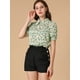 thumbnail image 3 of INSPIRE CHIC Blusa floral vintage para mujer, cuello vuelto, cuello dividido, manga corta, gasa, camisa elegante Beige XL, 3 of 6