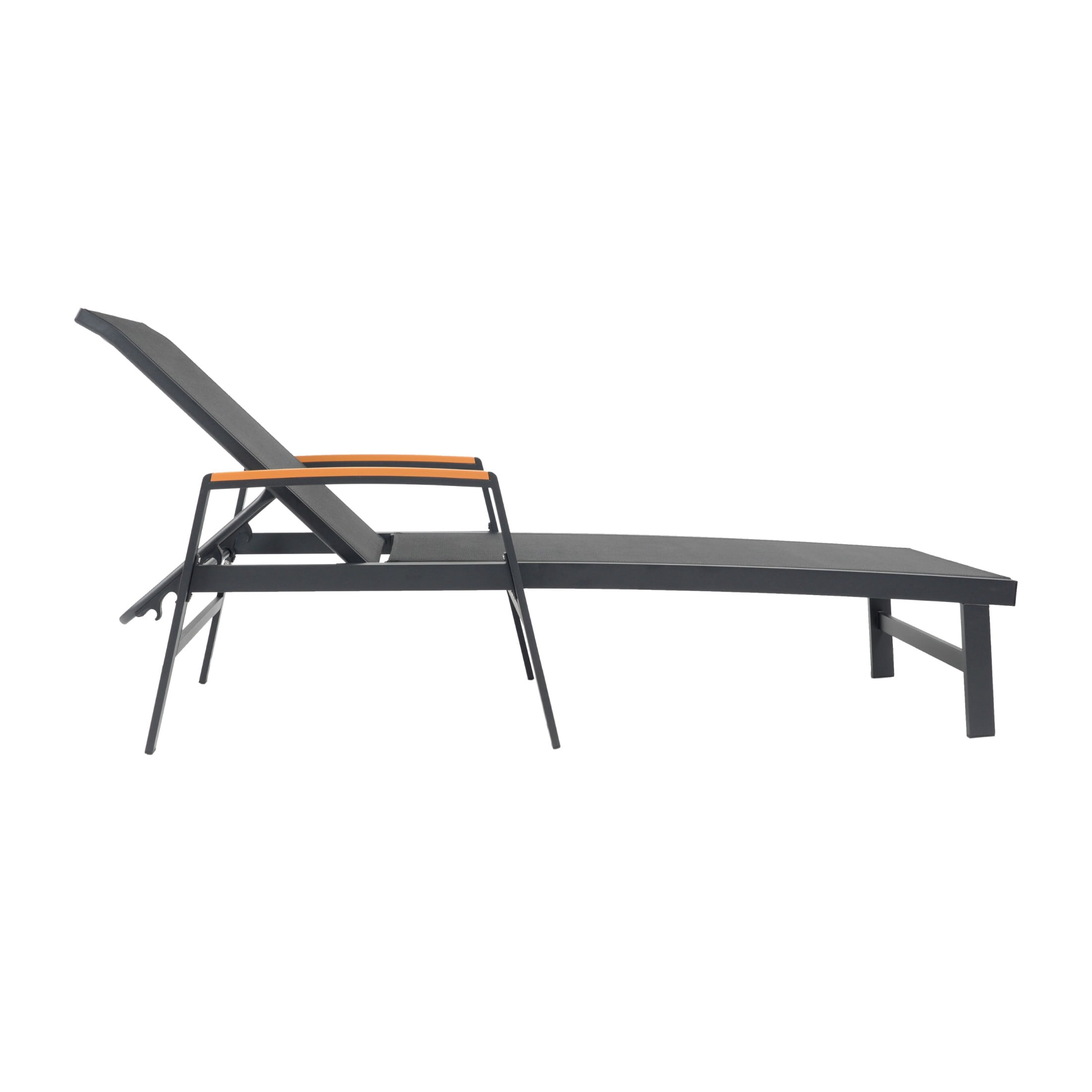 Stylish Outdoor Adjustable Chaise Lounges with Aluminum Frame and Mesh Seating, Black+Natural