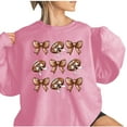 thumbnail image 4 of Plus Size Sweatshirts for Women Fall Oversized Long Sleeve Crew Neck Soft Graphic Tops Pink L, 4 of 4