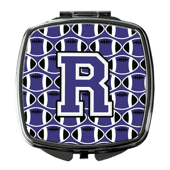 Letter R Football Purple and White Compact Mirror CJ1068-RSCM
