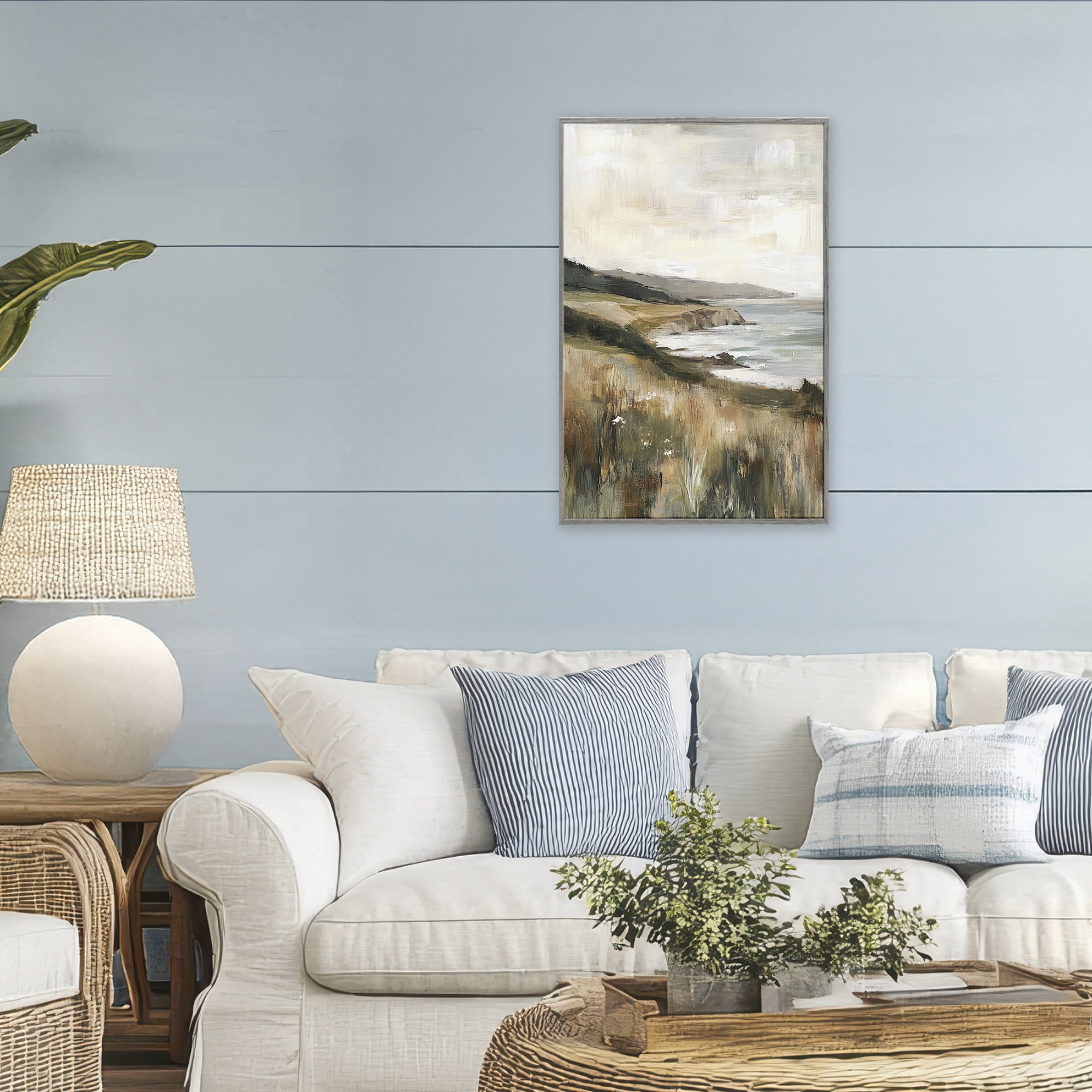 Stupell Industries Northern Coast Seaside Landscape Gray Framed Giclee Art, design by Petal Prints Design
