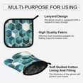 thumbnail image 3 of Yayeee Oven Mitts and Pot Holder Set of 2 Heat Resistant Kitchen Gloves Baking Hot Pad, Light Blue Geometric Pattern, 3 of 5