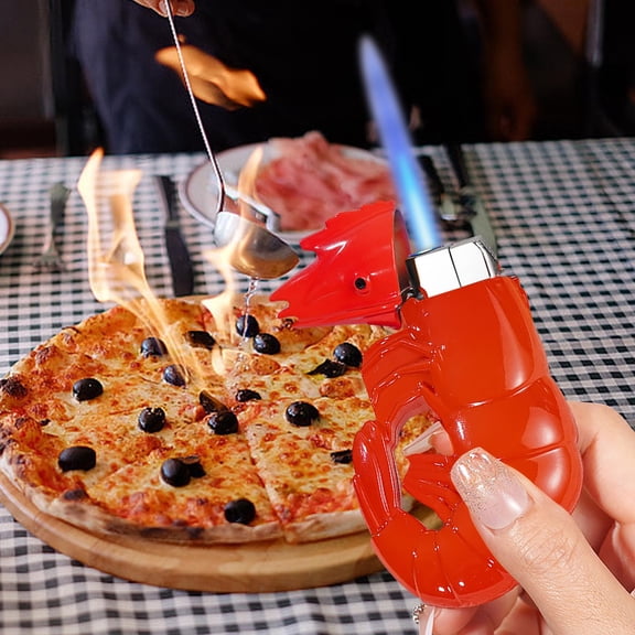 Metal Blue Flame Lighter, Windproof Adjustable Refillable Lighter, Shrimp Shape Torch Lighter, Butane Gas Flame Lighter, Outdoor Camping BBQ Gift Lighter, Strong Jet Flame Torch