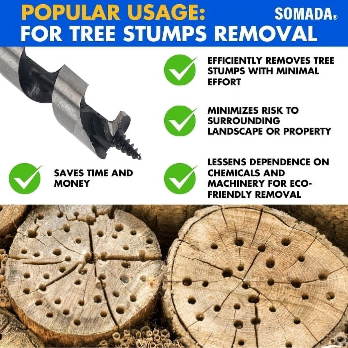 SOMADA 1/2-inch x 17-inch Auger Drill Bit for Wood, Hex Shank 3/8-inch, Ship Auger Long Drill Bit for Soft and Hard Wood, Plastic, Drywall and Composite Materials