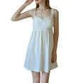 thumbnail image 2 of Biekopu Women Nightdress, Sleeveless V-neck Lace Patchwork Loose Mini Slip Dress Sleepwear, 2 of 8