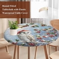 thumbnail image 3 of Owl Christmas Round Tablecloth 45-54 Inch Round Fitted Table Cloth with Elastic Edge, Xmas Berry Botanical Snowflake Waterproof Table Cover Protector for Outdoor Picnic Party Dining, 3 of 6