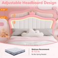 thumbnail image 5 of Full Size Led Bed with Drawers, Upholstered Full Bed Frame with Adjustable Headboard, Cute Pink Princess Bed with Crown Design for Girls, LED Full Frame with Storage, 5 of 10