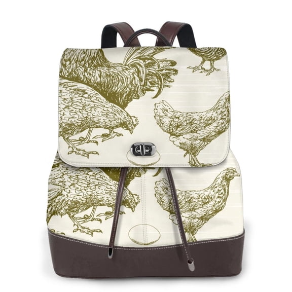 Naloa Chickens Print Leather Backpack Purse for Women and Ladies,Shoulder Travel Daypacks Bags,Laptop Backpack for Women