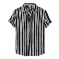 thumbnail image 1 of XDZJLR Men Shirt Summer Casual Hawaii Striped Print Short Sleeve Turn Down Fashion Tee, 1 of 5