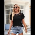 thumbnail image 4 of Camisas de Corta para Mujer, Blusas Elegantes de Encaje para Verano 2025, Camisetas Casuales de Moda, Blusas Lindas. Negro XL, 4 of 8