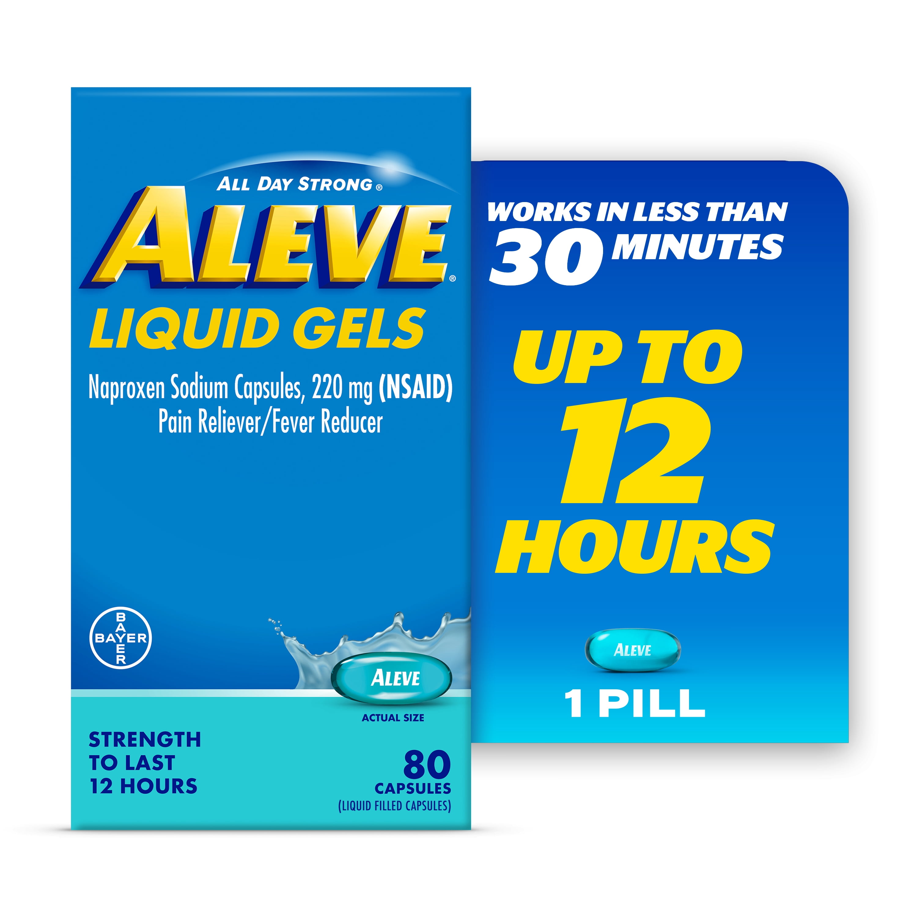 (3 pack) Aleve Liquid Gels Naproxen Sodium Pain Reliever, 80 Count