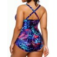 thumbnail image 3 of GHSDFBB Women Plus Size One Piece Swimsuits V Neck Tummy Control Bathing Suits Retro Ruched Swimwear, 3 of 6