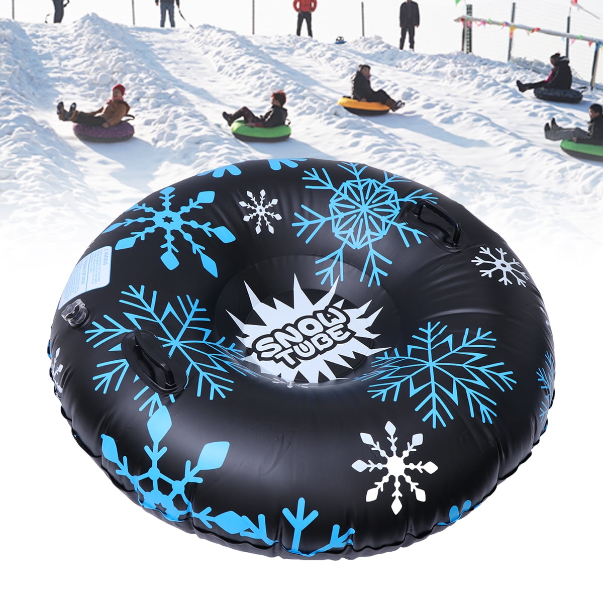 MOVTOTOP Inflatable Snow Tube Huge 47" Inflated Towable Sled Ring w/Grip Handles 