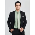 thumbnail image 3 of HISDERN Green Dress Shirts for Men Casual Button Down Long Sleeve Wedding Shirt Tie Set Business, 3 of 9