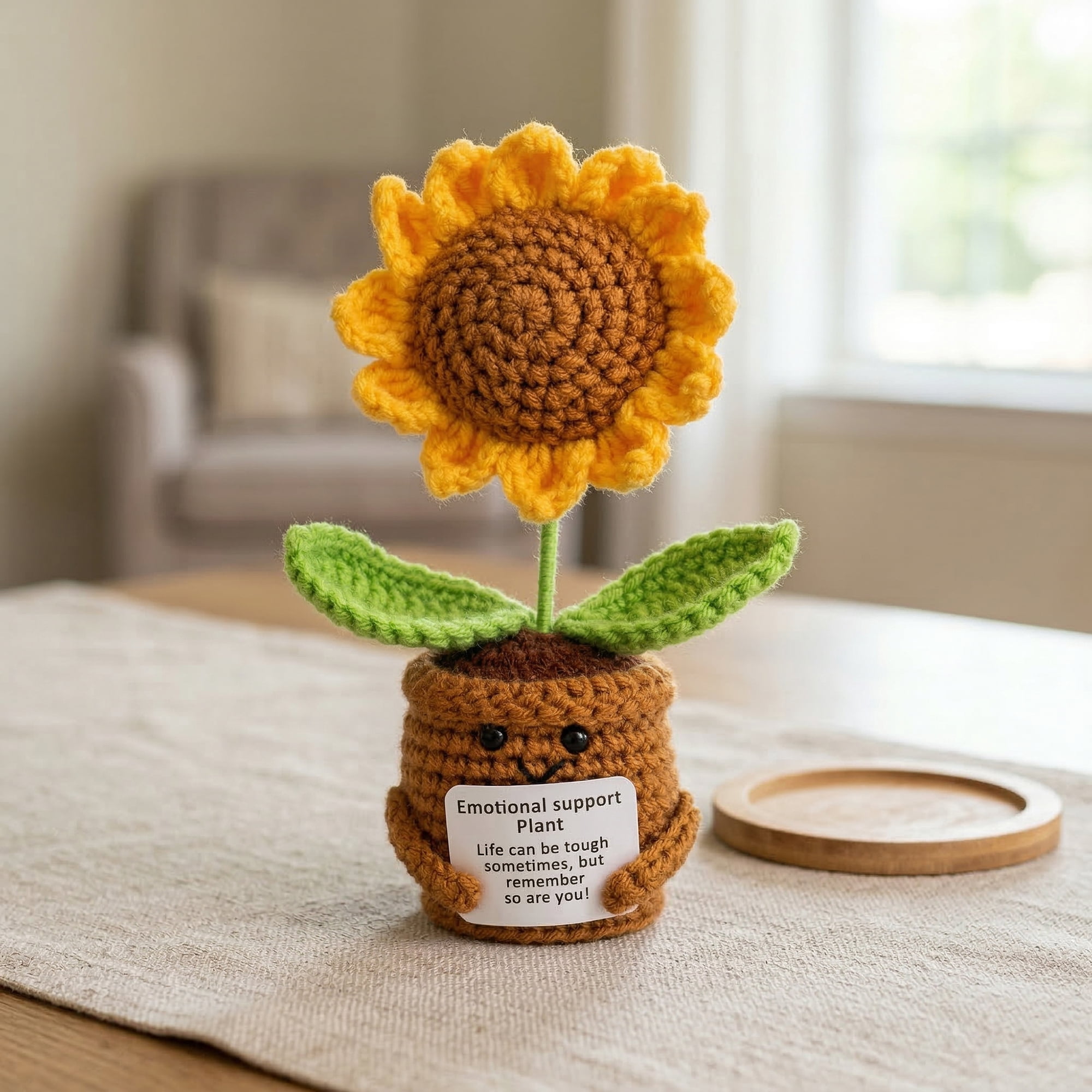 Unique Bargains 2Pcs Handmade Crochet Sunflower Potted Plant Rainbow Sunflower 4.3 in